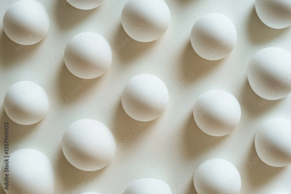 Aufkleber Structured pattern of matte white spheres arranged uniform on a soft neutral background showcasing modern minimalist design elegance