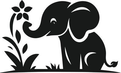 Baby elephant silhouette vector