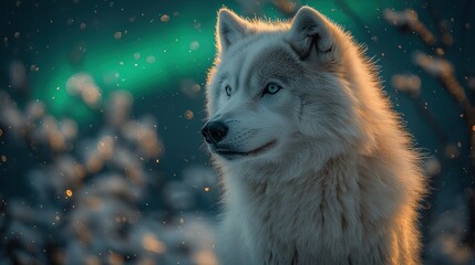 Obraz premium Arctic wolf portrait in winter wonderland