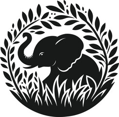 Baby elephant silhouette vector