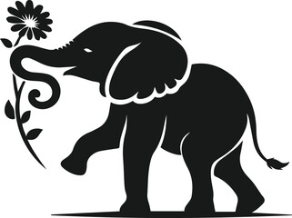 Baby elephant silhouette vector