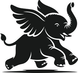 Baby elephant silhouette vector