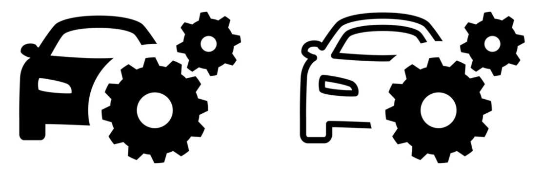 ICÔNE DE VOITURE AVEC ENGRENAGES
