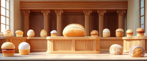 Bakery Display of Assorted Baked Goods