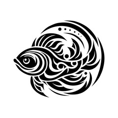 illustration vector graphic of tribal art tattoo fish koi