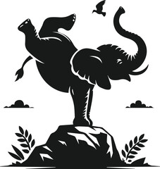 Baby elephant silhouette vector