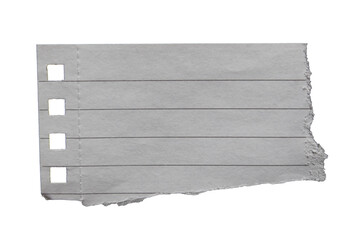 Piece of ripped torn lined paper on transparent background, paper cut out design element