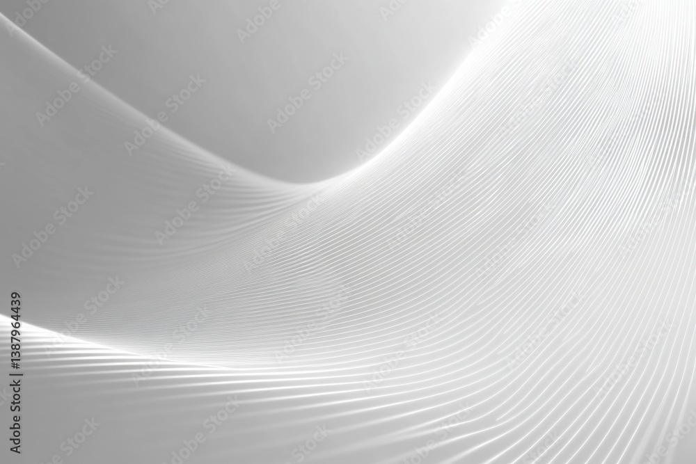 Poster Sleek geometric pattern featuring thin white lines on a soft gray background in a minimalist digital art style with a smooth aesthetic