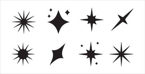 Black star icons collection  sparkle, shapes, and vector Star designs. vector illustration eps 10.