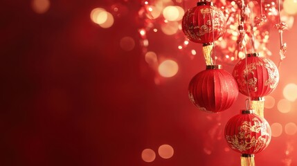 Chinese new year festive background with red decoration.