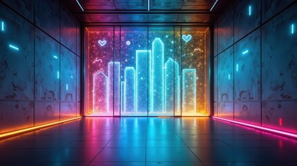 Exploring financial opportunities through the door of innovation in a futuristic cityscape environment