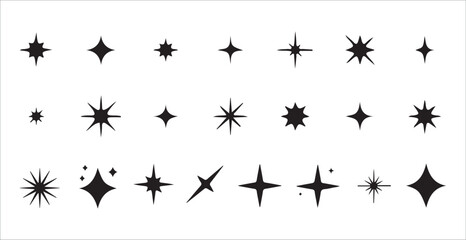 Black star icons collection  sparkle, shapes, and vector Star designs. vector illustration eps 10.