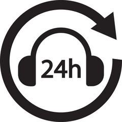 24 hours support, time, customer service icon