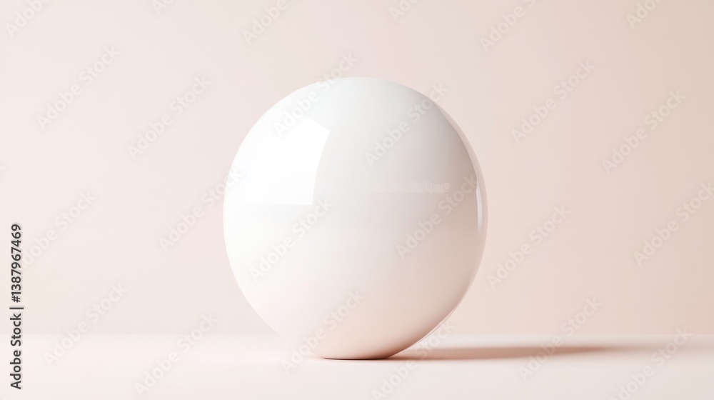 Poster single white egg against a pale pink background. a smooth, glossy, oval-shaped egg sits centered on 