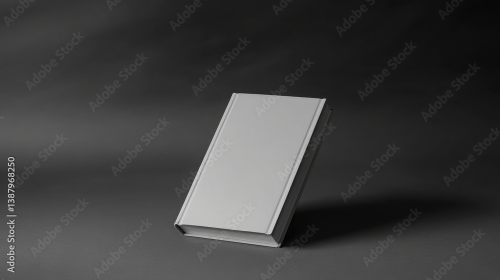 Poster a single book leaning slightly to one side, creating a dynamic look.