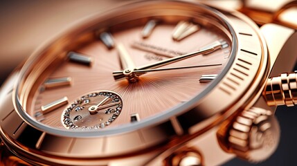 Close-up of a rose gold luxury watch