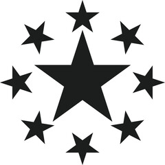 Cluster of Stars Silhouette Vector – Circular Star Arrangement in Black Design