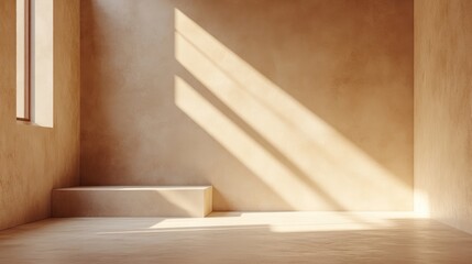 Beige room with sunlit shadows