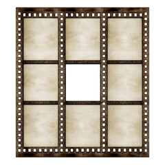 Vintage Filmstrip Frame: Retro Photo Template isolated on transparent background
