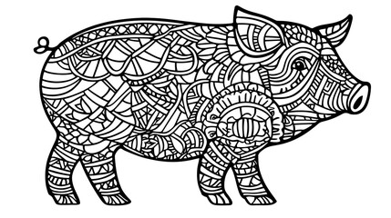 Fototapeta premium Ornate Pig Zentangle Design.