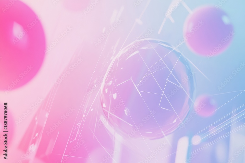 Aufkleber Floating geometric elements create a sleek digital abstract background for work from home concepts with soft gradients and futuristic tech vibes