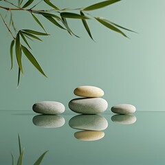 Piedras apiladas sobre fondo verde