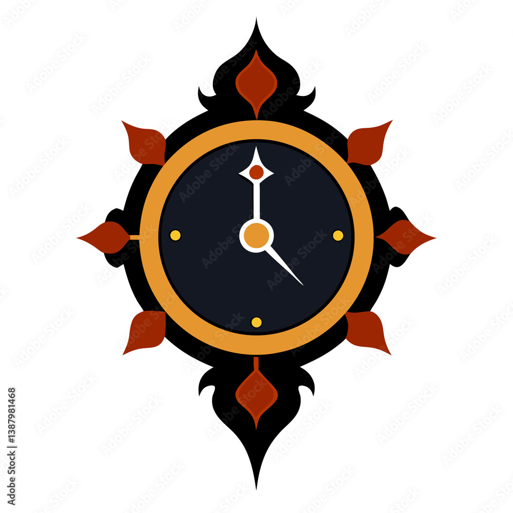 Poster vector art design of an orange clock icon showing time