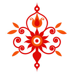 Red and yellow floral vector illustration design with spring flower and leaf pattern art