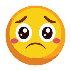 Yellow sad emoji vactor with white background