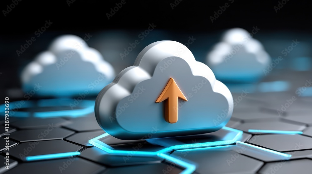 Aufkleber cloud technology revolution digital transformation 3d render virtual environment abstract perspectiv