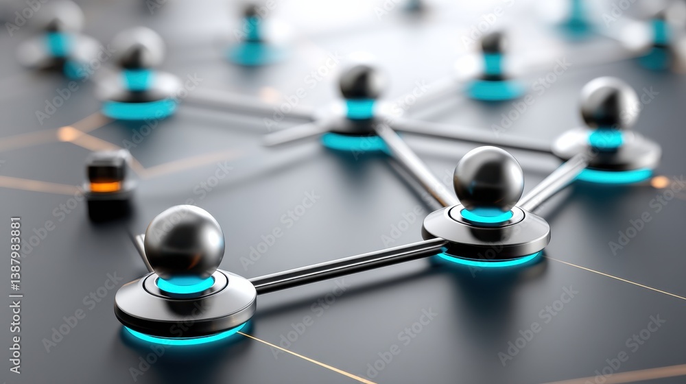 Poster innovative networking technology digital workspace visualization futuristic environment close-up per