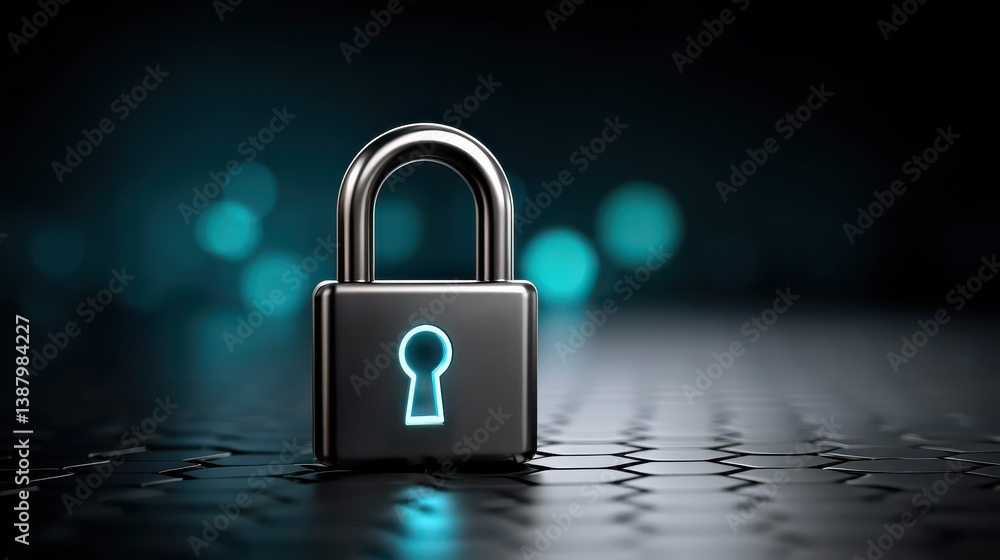 Poster secured lock mechanism digital space image capture technology environment close-up view cybersecurit