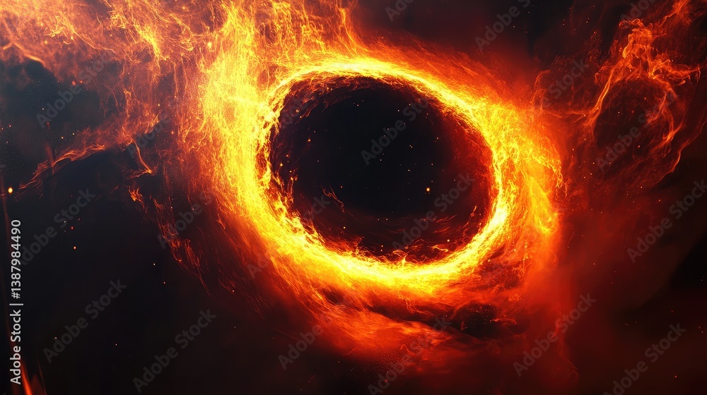Aufkleber a deep-space wormhole with a glowing event horizon, distorting light and time.