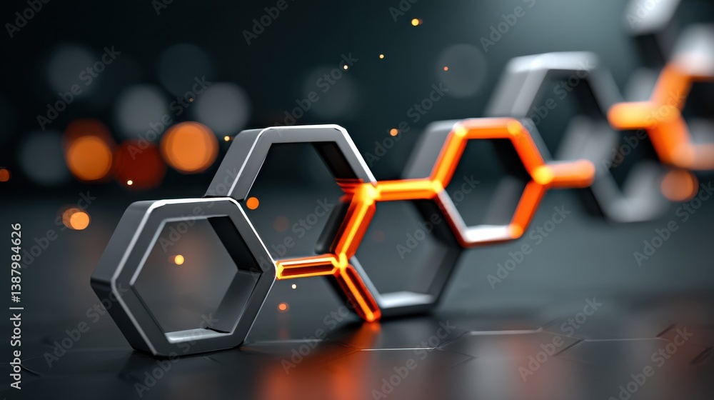 Poster dynamic honeycomb structure digital realm 3d visualization futuristic abstract viewpoint modern desi