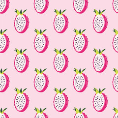 Dragon Fruit Party Seamless Vector Pattern Design