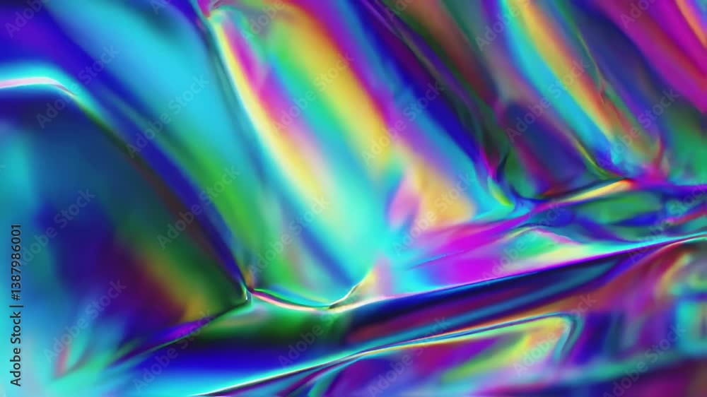 Poster Abstract holographic fluid texture loop with vibrant iridescent colors in motion, flowing pattern. Generated AI