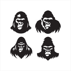 set of gorilla vector