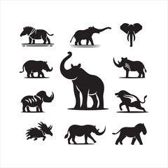 set of animals silhouettes