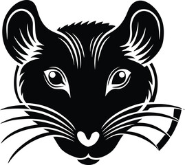 Rat Head Silhouette with Whiskers