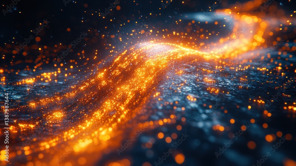Poster abstract glowing particle landscape: a mesmerizing digital artwork showcasing a dynamic interplay of