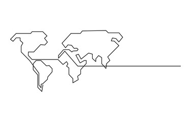 Continuous one line art world map
