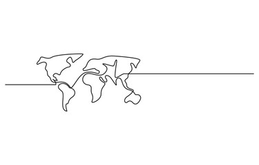 Continuous one line art world map