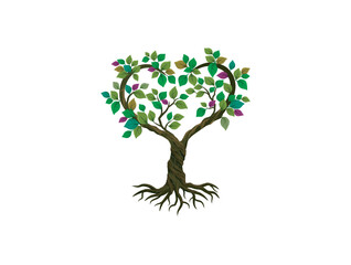 Obraz premium tree heart ornaments, beautiful tree logo 
