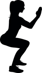 Silhouette Of Woman Doing Squats For Fitness And Health Training At The Gym Studio With Sportswear And Gym Shoes
