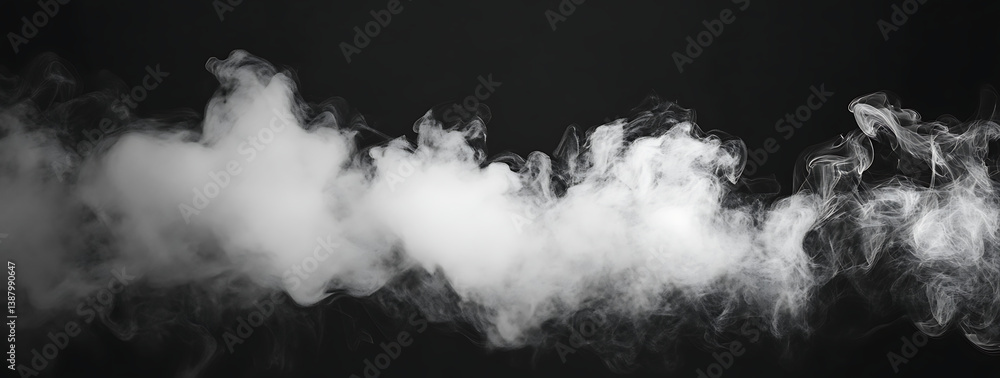 Poster white smoke on a black background, creating a foggy effect. this abstract background is suitable for