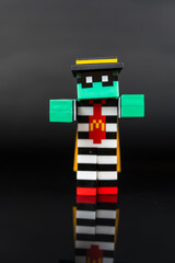 Fototapeta premium Bangkok, Thailand - April 6, 2025 : Toy of Zombie hamburglar form McDonald. Blind box toy from McDonald's collaboration with Minecraft movie.