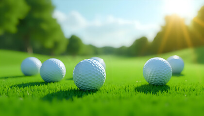 Golf Balls on a Lush Green Course