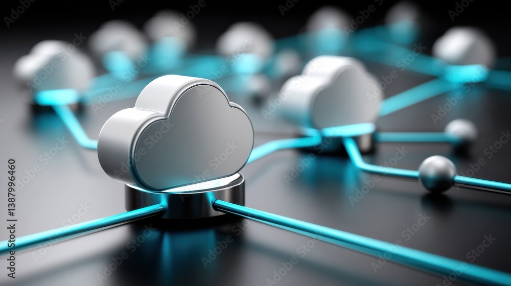 Poster innovative cloud network architecture digital space 3d visualization technology macro perspective co