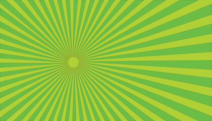 Bright green rays sunburst vector background