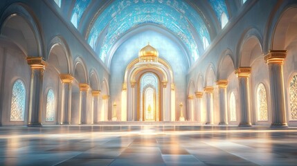 Fototapeta premium Religious rituals at a synagogue emphasizing prayer, reflection, and the beauty of Jewish traditions within a serene setting